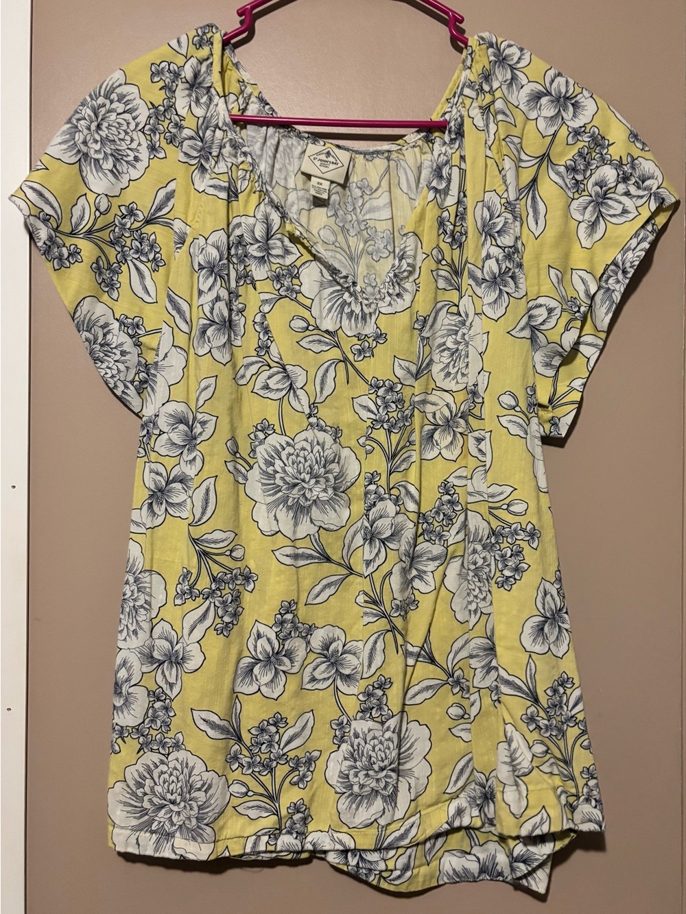 Floral Scoop Neck Tee - Yellow Floral
